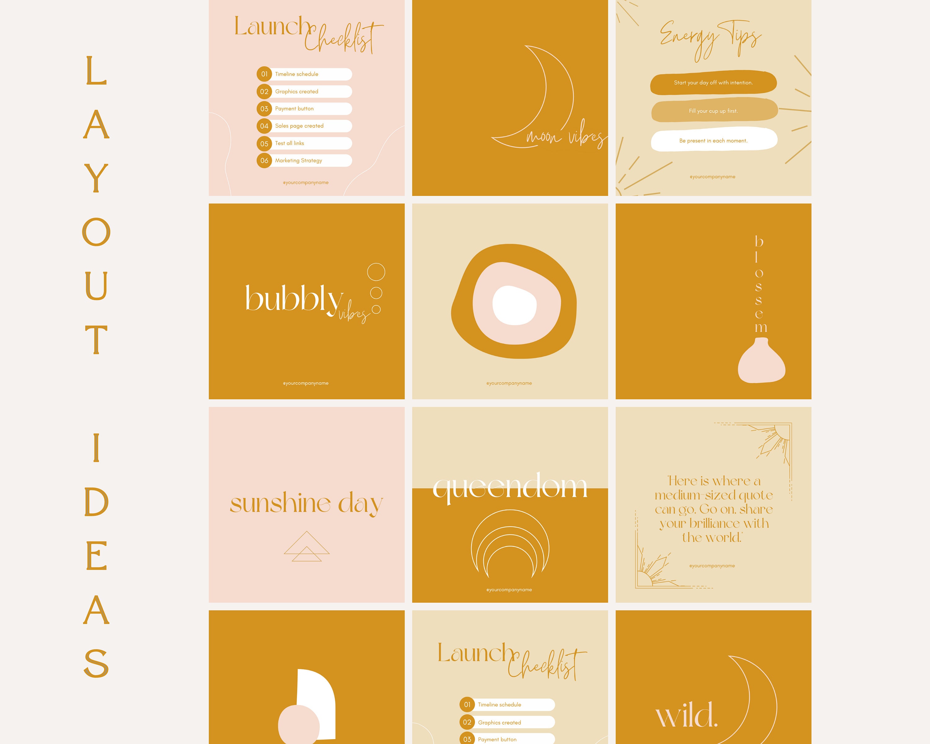 Boho Instagram Templates: Canva Templates for Social Media Instagram ...