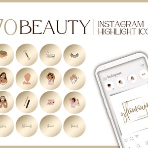70 Instagram Highlights Templates| Beauty | Esthetician | Gold Instagram Covers Icons