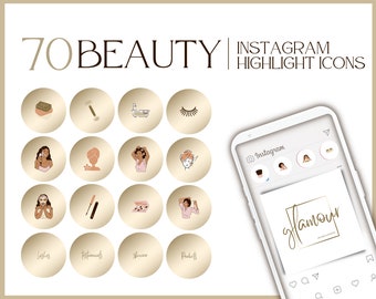 70 Instagram Highlights Templates| Beauty | Esthetician | Gold Instagram Covers Icons