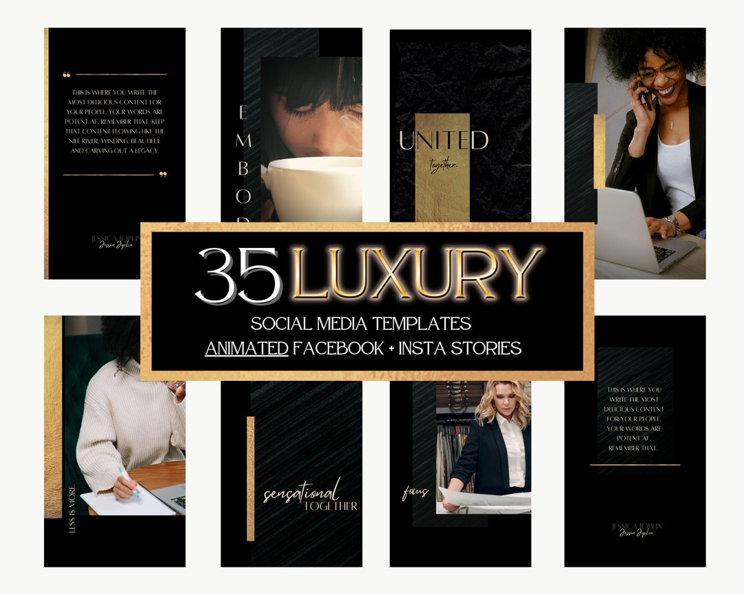 35 Luxury Black and Gold Social Media Templates: Animated Facebook and ...
