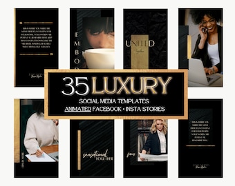 35 Luxury Black and Gold Social Media Templates: Animated Facebook and Instagram Stories
