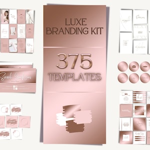 Ensemble de marque : plus de 375 modèles Instagram de luxe en or rose, histoires, publications Instagram, cartes de visite et logo pour les entraîneurs et les esthéticiennes