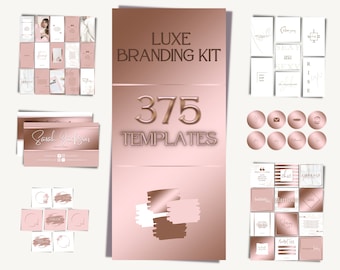 Branding Bundle: 375+ Rose Gold Luxury Instagram Templates, Stories, Instagram Posts, Business Cards and Logo for Coaches and Estheticians