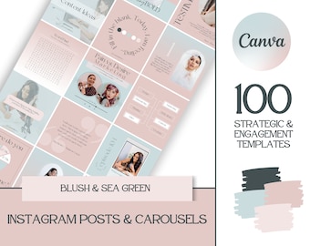 100 Instagram Templates, Carousels and Engagement Posts for Content Creators, Bloggers, Coaches & Small Businesses | Social Media Templates