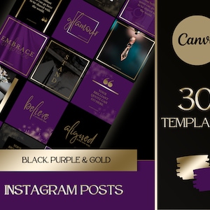 30 Luxury Purple, Black & Gold Instagram Quotes + Social Media Templates