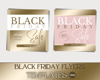 DIY Black Friday Sale Flyer: Luxury Instagram Templates in Gold, Pink and White | Social Media Templates