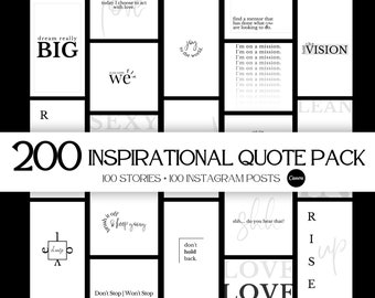 200 Instagram Inspirational Quote Pack | Social Media Quote Templates | Motivational Quote Set