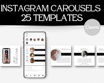 25 Luxury Instagram Carousel Templates in Black and White | Social Media Templates for Jewelry, Beauty, Coaches and Influencers