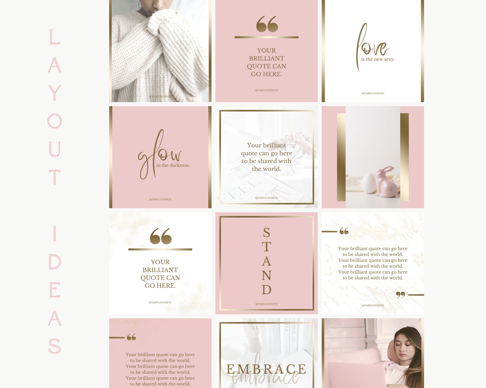 Branding Kit: 100 Luxury Instagram Templates in Gold Pink and - Etsy