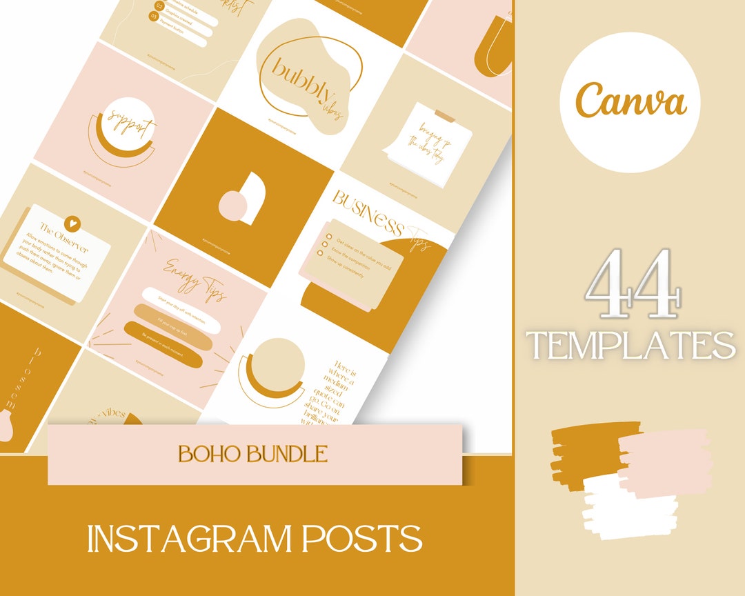 Boho Instagram Templates: Canva Templates for Social Media Instagram ...