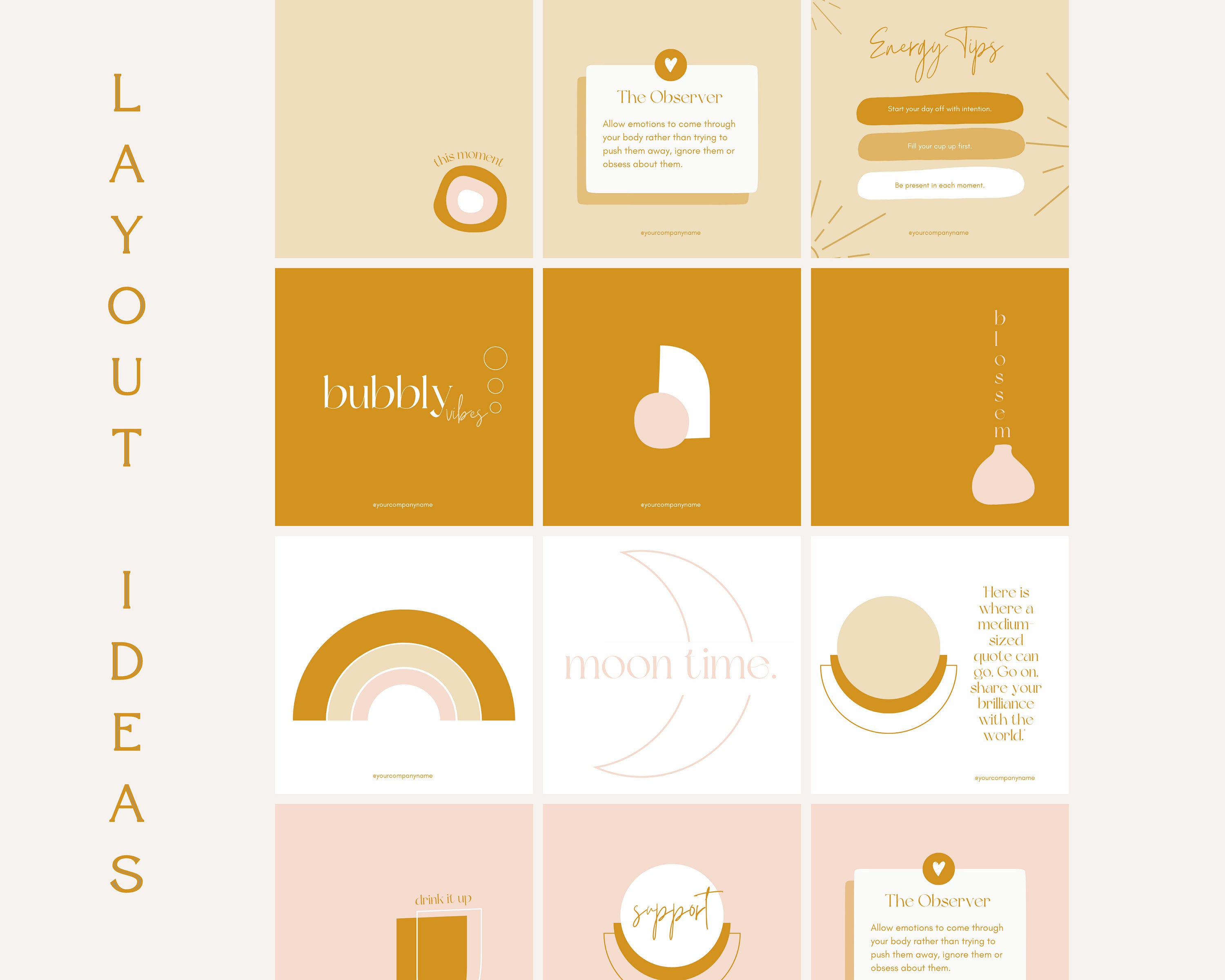 Boho Instagram Templates: Canva Templates for Social Media Instagram ...