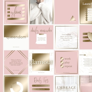 Branding Kit: 100 Luxury Instagram Templates in Gold, Pink and White ...