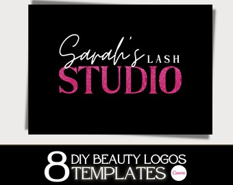 8 DIY Customize Logo Templates In Canva for Lash Technician, Estheticians or Beauty Shop Owners Pink & Black