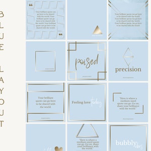 100 Luxury Instagram Grid Templates in Light Blue Gold and - Etsy