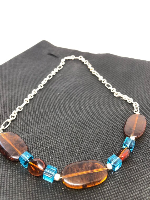 Brown and Blue Necklace - Etsy