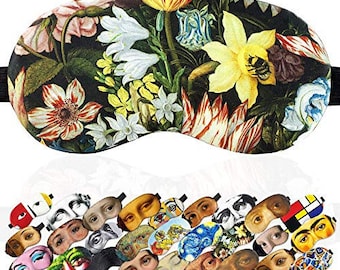 Sleep Mask Masterpieces 100% Soft Cotton Night Cover (Still Life of Flowers, Slim Pack)