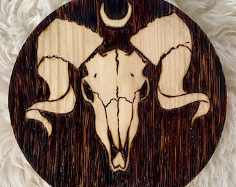 Ram Skull Woodburning