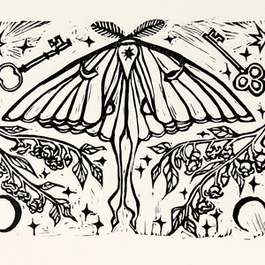 Luna Moth Linocut Print