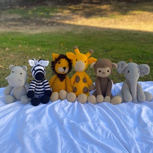 crochet stuffed animal safari animals