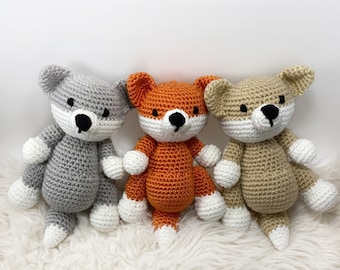 Crochet woodland fox stuffed animal