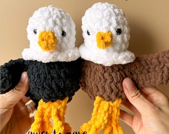 Patrón de ganchillo de águila calva (PDF) / Peluche para principiantes / Pájaro amigurumi patriótico / Preparación rápida y sencilla para el mercado