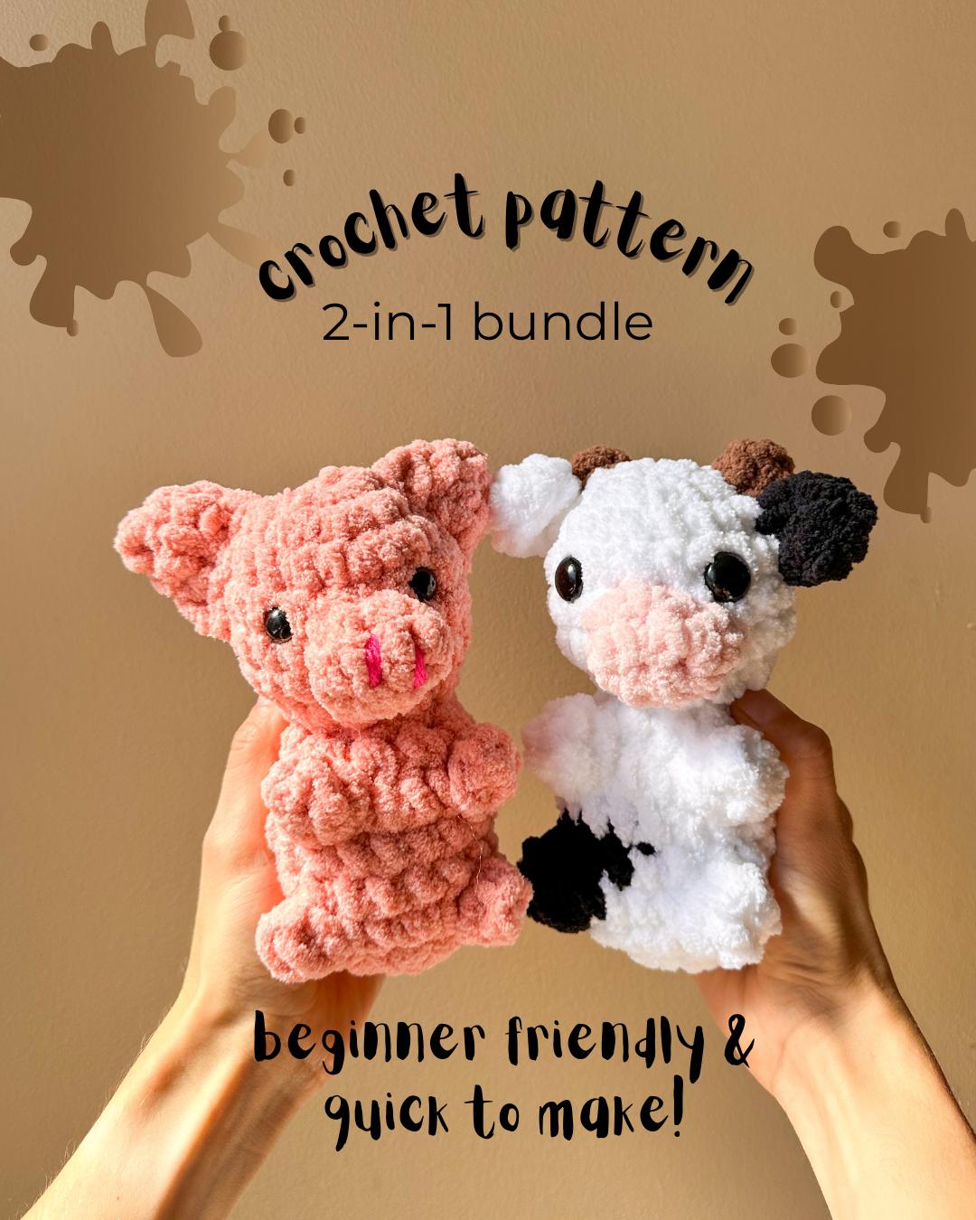 30 Adorable Cow Plush Crochet Patterns for Farmhouse Decor, Gifts, and Cozy Displays 9 Moochie the Cow and Penny the Pig Bundle