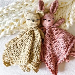 Crochet baby  lovey blanket, crochet bear lovey blanket, crochet bunny lovey blanket