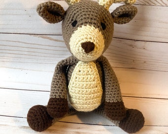 Crochet stuffed animal deer, reindeer, Rudolph