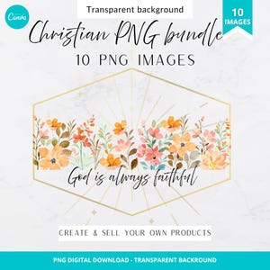 Christliche Bilder | Christlichen Digitalen Download | Christliche DIY Aufkleber | 10er Set | Wandkunst | 10er Set | Aquarell Blumen | Blüten