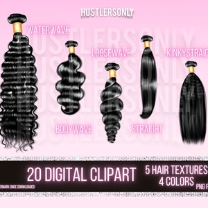 CLIPART Illustration Hair Bundles for Digital Logo, Business Cards, Thank You Cards,Curly Clipart,Hair Logo,Hair Bundle, Planner Clipart