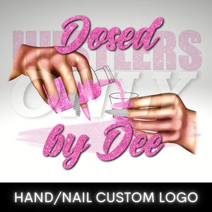 Ilustración digital personalizada del logotipo de la uña de la mano de la historieta, logotipo de las uñas a presión, logotipo del maquillaje, logotipo de las pestañas, logotipo de la boutique, logotipo de la historieta, logotipo del técnico de las uñas