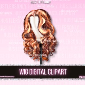 CLIPART ONLY Cartoon Illustration Lace Wig for Scrapbook , Planner Clipart, Business Cards, Fashion Clipart,Hair Logo, Color Wig Clipart