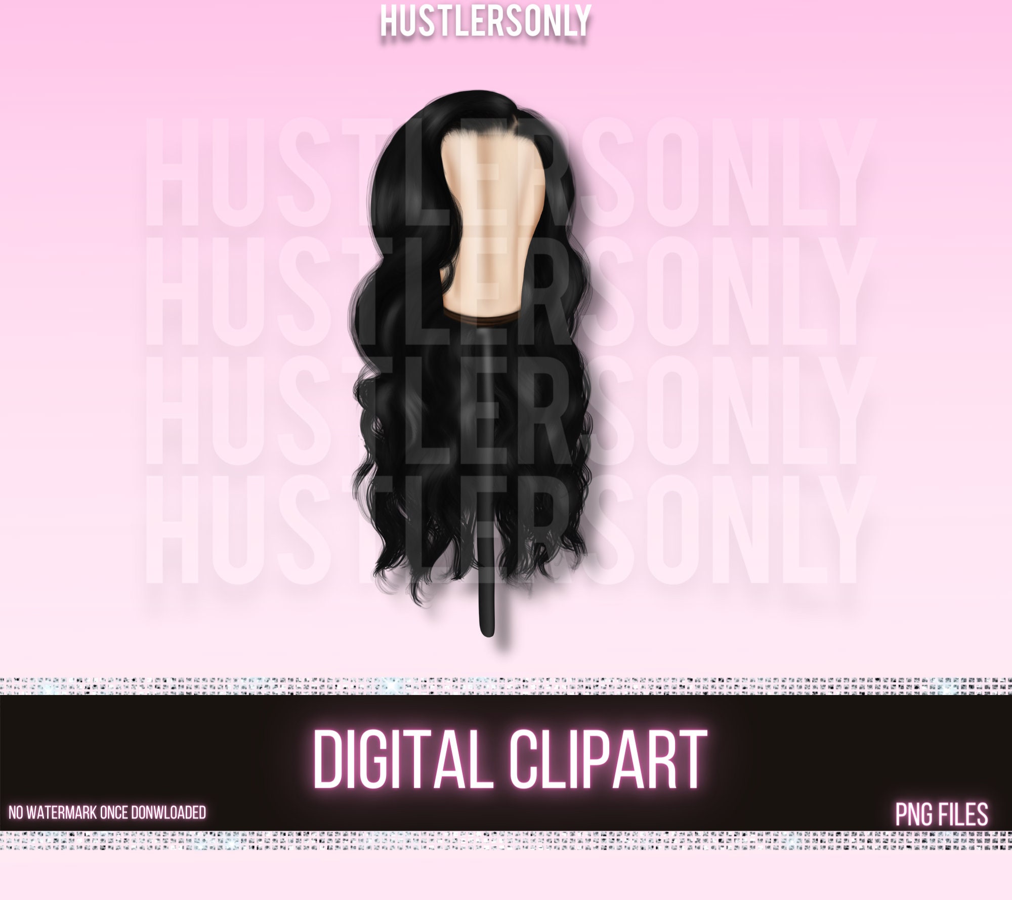CLIPART ONLY Cartoon Illustration Lace Wig for Scrapbook , Planner