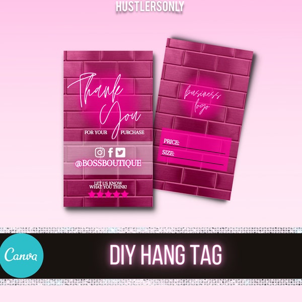 DIY-Vorlage Digital Hang Tag, Kleidung Tag, Boutique-Tag, Haar-Hang-Tag, Bundle-Tag, Produkt-Tag, Mode-Tag, bearbeitbares Tag, bearbeitbares Etikett