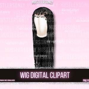 CLIPART ONLY Cartoon Illustration Lace Wig for Scrapbook , Planner Clipart, Business Cards, Fashion Clipart,Hair Logo, Braid Wig Clipart