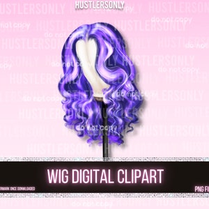 CLIPART ONLY Cartoon Illustration Lace Wig for Scrapbook , Planner Clipart, Business Cards, Fashion Clipart,Hair Logo, Color Wig Clipart