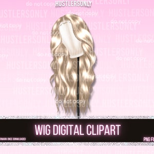 CLIPART ONLY Cartoon Illustration Lace Wig for Scrapbook , Planner Clipart, Business Cards, Fashion Clipart,Hair Logo, Blonde Wig Clipart