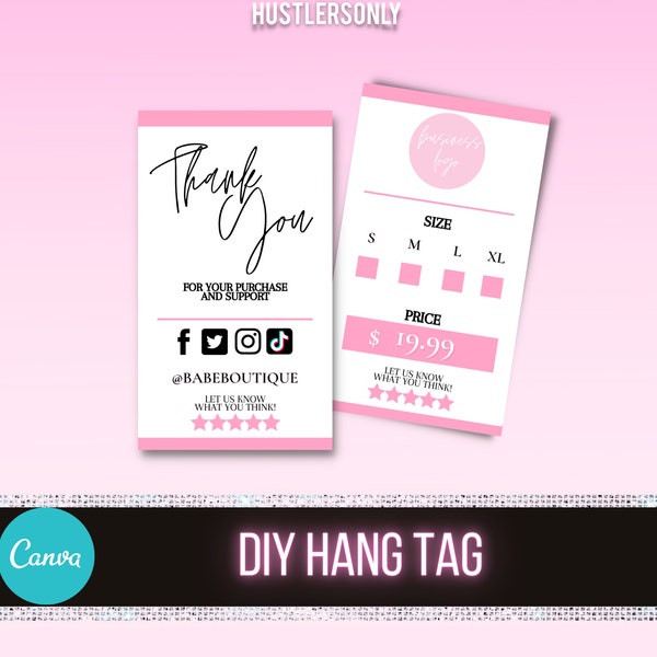 DIY-Vorlage Digital Hang Tag, Kleidung Tag, Boutique-Tag, Haar-Hang-Tag, Bundle-Tag, Produkt-Tag, Mode-Tag, bearbeitbares Tag, bearbeitbares Etikett