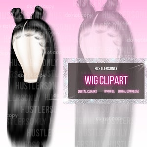 CLIPART ONLY Cartoon Illustration Lace Wig for Scrapbook , Planner Clipart, Business Cards, Fashion Clipart,Hair Logo,PERSONAL Use