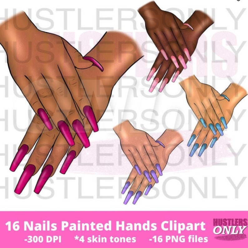 Digital CLIPART Download PNG Nails Hands , Cosmetic Clipart, Nail Polish Clipart , , Beauty Clipart, Nail Tech Clipart, Clipart Nail Salon 