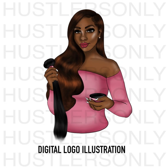 Cartoon Illustration Hair Bundle Girl For Digital Logo Etsy