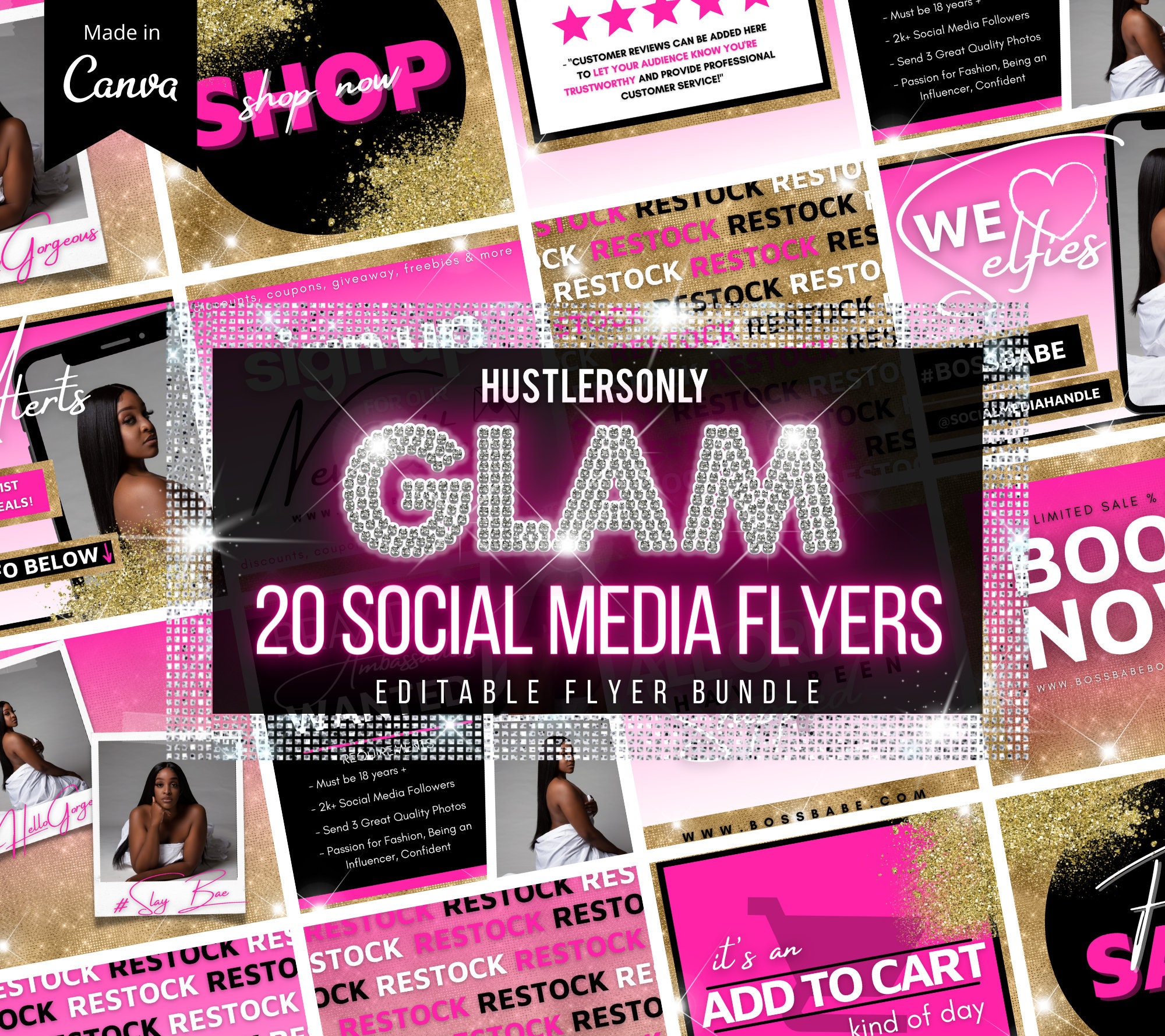 20 EDITABLE FLYERS for social media Instagram Post Beauty Flyers Customizable Flyers using Canva Fashion Flyers CANVA flyers template