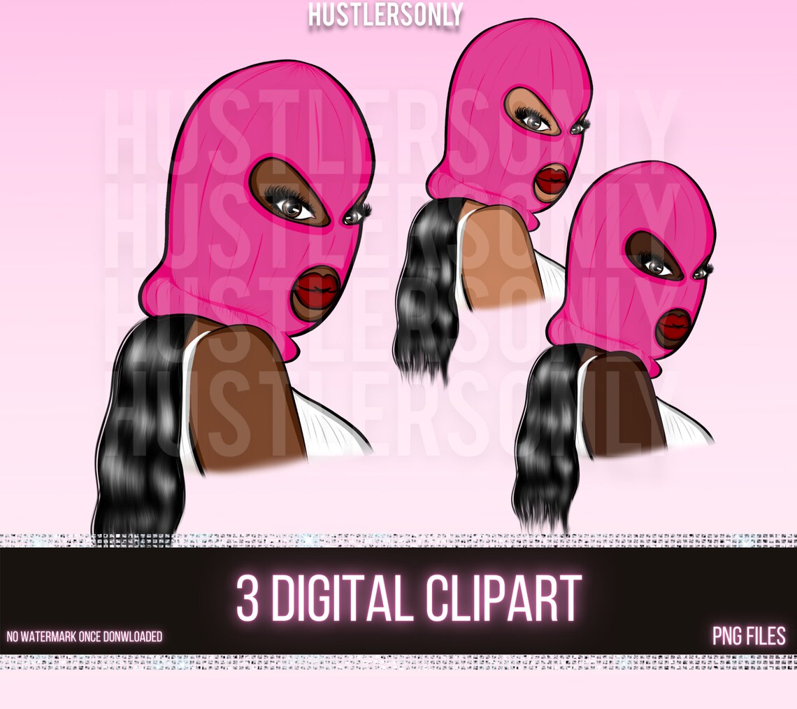 CLIPART Cartoon Illustration Ski Mask Girl for Digital Logo Etsy Canada