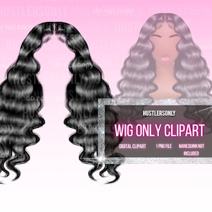 CLIPART ONLY Peluca de encaje de ilustración de dibujos animados para álbum de recortes, imágenes prediseñadas planificadoras, tarjetas de visita, imágenes prediseñadas de moda, logotipo del cabello, uso PERSONAL