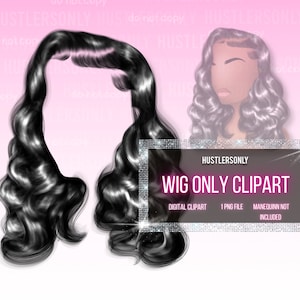 CLIPART ONLY Cartoon Illustration Lace Wig for Scrapbook , Planner Clipart, Business Cards, Fashion Clipart,Hair Logo,PERSONAL Use