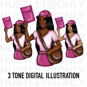 CLIPART ILLUSTRATION ONLY Cartoon Illustration Mail Girl for Digital Logo, Business Cards,  Clipart,Premade Logo