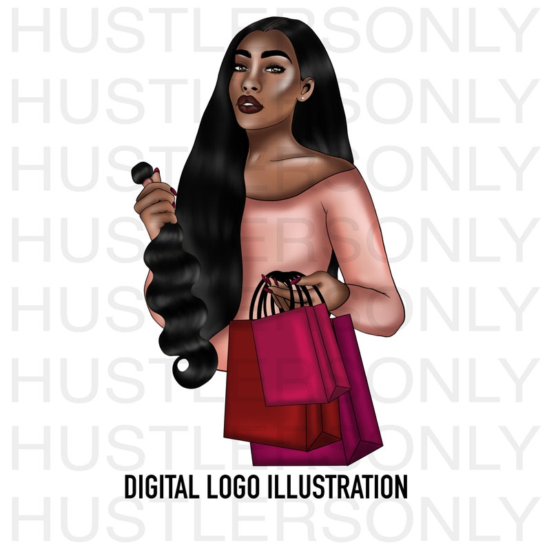 Black Friday Sale Cartoon Illustration Hair Bundle Girl For Etsy