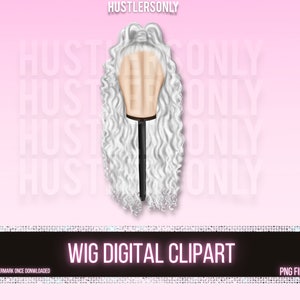 CLIPART ONLY Cartoon Illustration Lace Wig for Scrapbook , Planner Clipart, Business Cards, Fashion Clipart,Hair Logo,PERSONAL Use