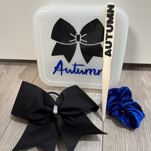 Personalized Cheer Bow Box, Cheerleader, Cheer Team Gift, Dancer, Gymnast Gift, Competition Gifts. Team Gift, Hair Brush, Custom, Keepsake.