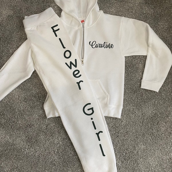 Flower Girl Zip-Up, Zip-up, Maid of Honor Tracksuit, Customizable, Bridal Party, Wedding, Flower Girl, Flower Girl Jumpsuit, Track Suit.